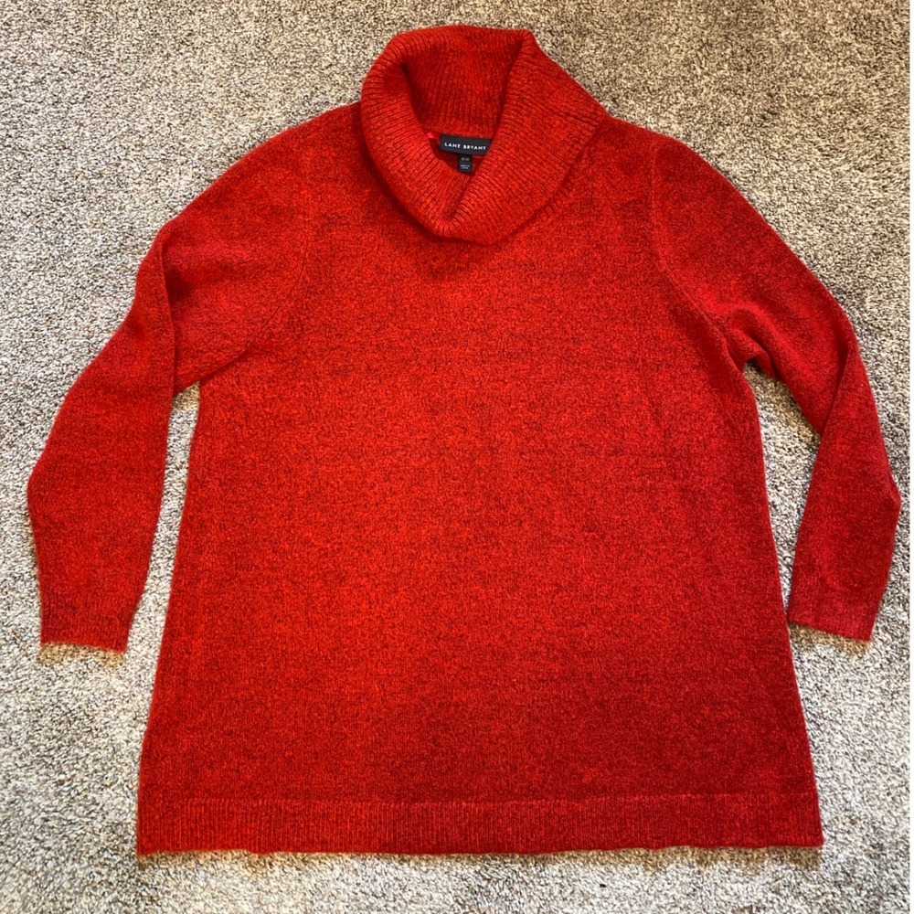 Lane Bryant Red Cowl Neck Marled Knit Tunic Sweater Womens 18/20 599364